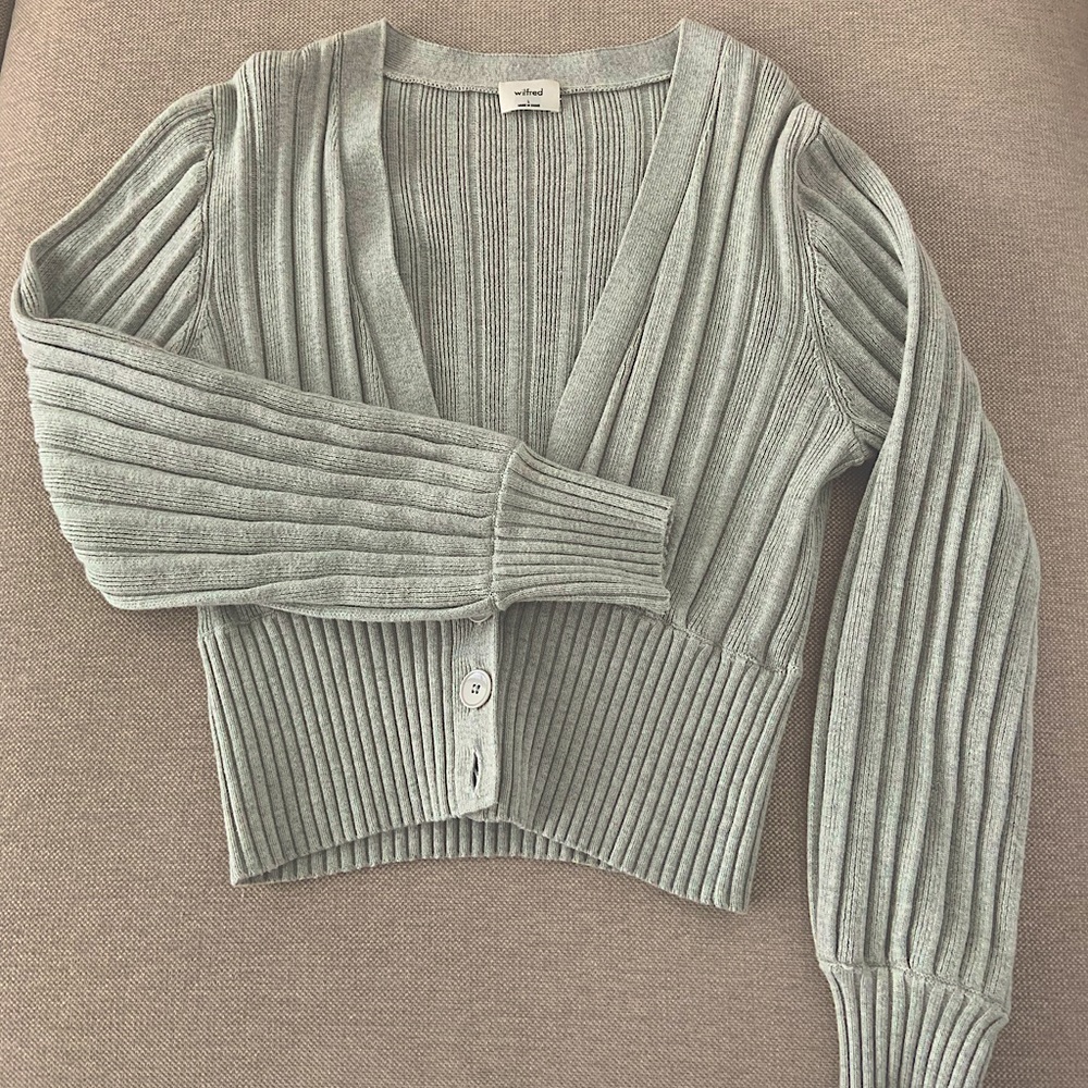 Wilfred Plunge Front Cardigan in Pale Blue, L